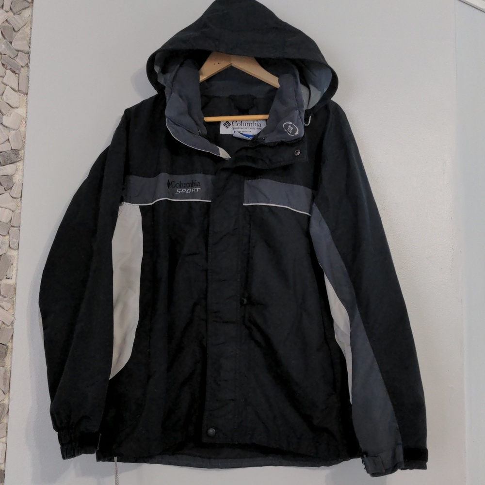 Columbia Interchange Jacket Mens Large Black Gray Shell Only Outdoor Wind